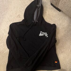 Black Hoodie with 'Keep on Surfin' Graphic Aviator Nation